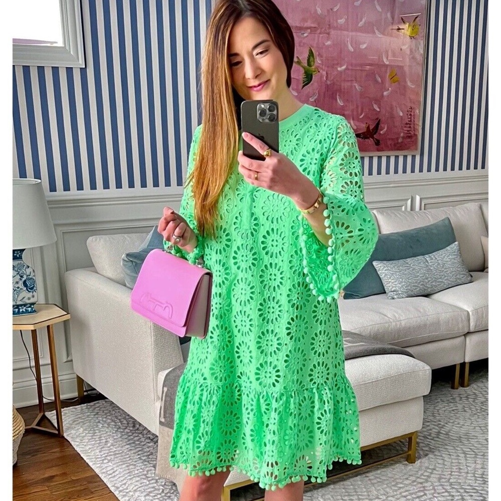 Lilly Pulitzer Bekah Eyelet Cutout Pom Pom Trim Dress - Picture 5 of 16